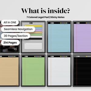 Legal Pad for Kindle Scribe Colorsoft Digital Notes Template Productivity Memo Notebook Hyperlinked PDF Planner