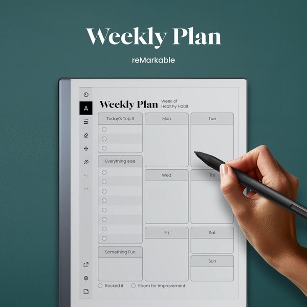 reMarkable Weekly Planner Digital Template Weekly Calendar To Do List Week Planning Notepad Weekly Habit Tracker Agenda reMarkable Template
