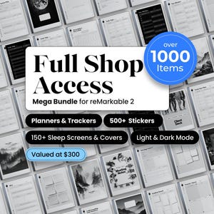 Full Shop Access for reMarkable 2 Template Bundle Digital Planner Productivity Layout Design Inspiration Note Taking Task Management Goals