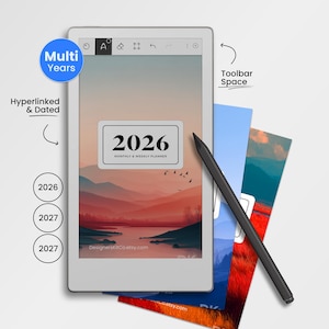 Weekly Calendar Planner for reMarkable Move Template Monthly Calendar fits reMarkable Pro Move Yearly Planner 2026 2027 Template To Do Icons