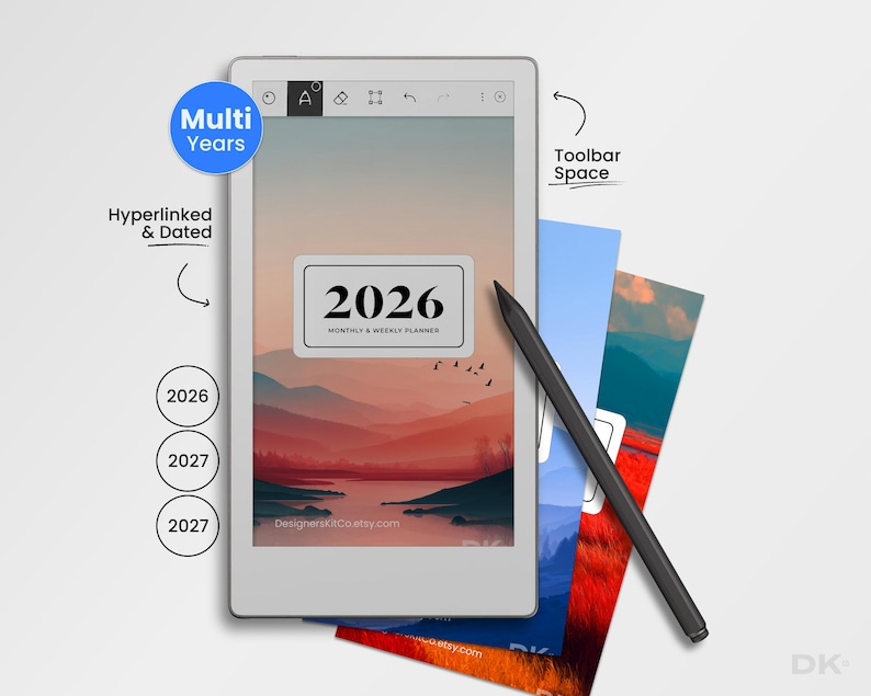 Weekly Calendar Planner for reMarkable Move Template Monthly Calendar fits reMarkable Pro Move Yearly Planner 2026 2027 Template To Do Icons