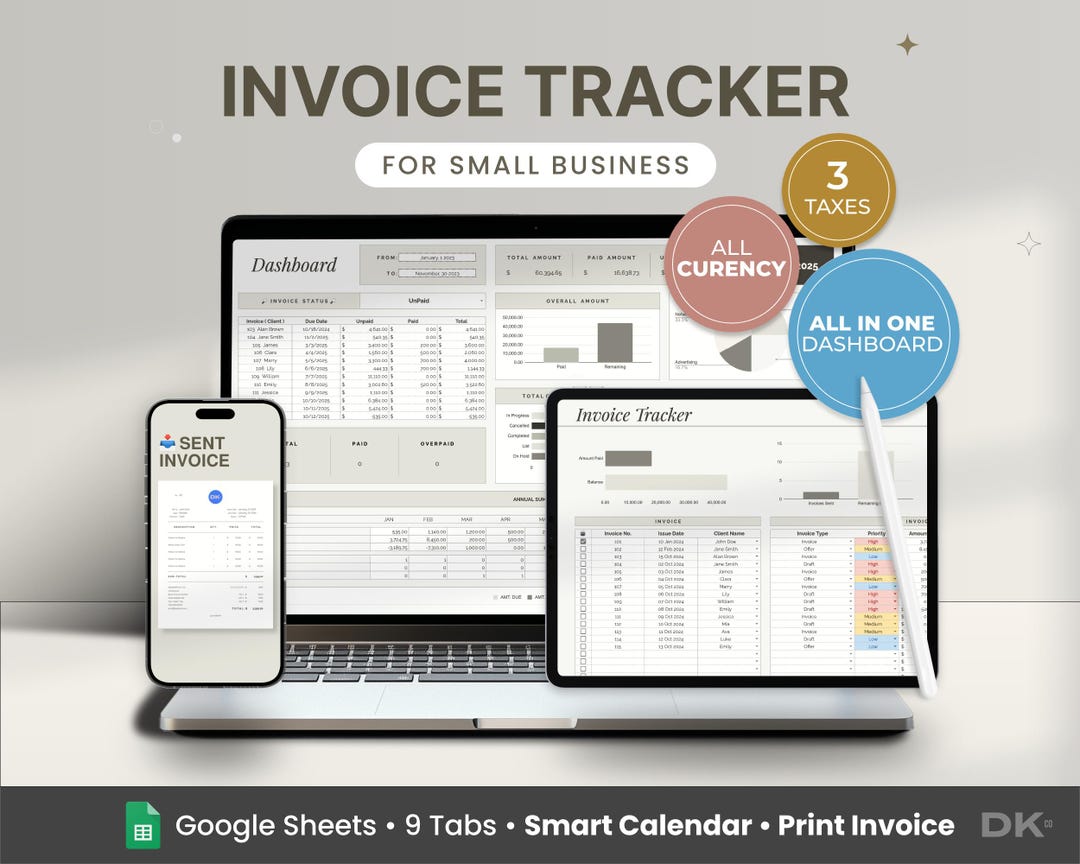 Invoice Tracker Payment Manager for Google Sheets Template Invoice ...