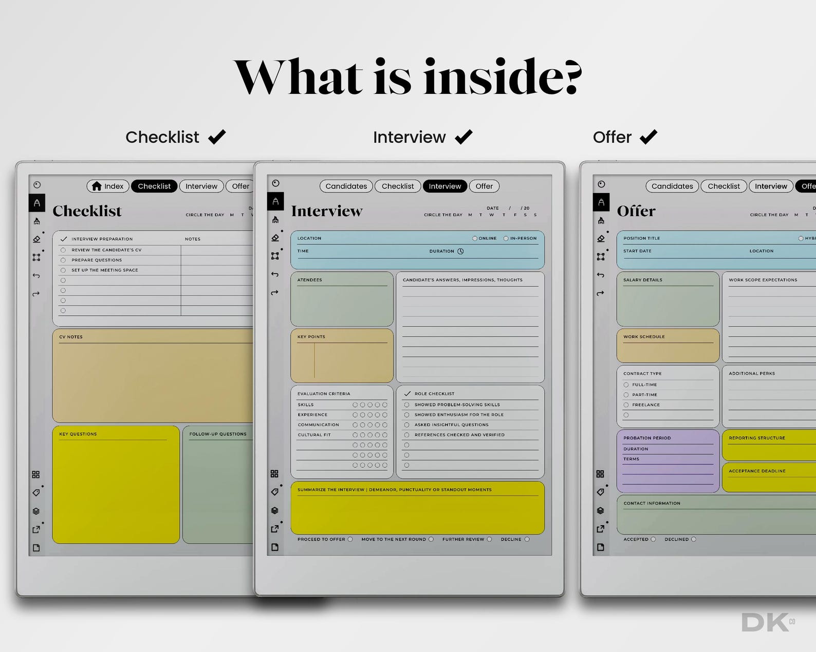 Interview Note Template for Remarkable Digital Planner Hiring Manager ...