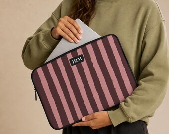 Burgundy Laptop Sleeve Striped Case for MacBook Air 13 15 Inch Personalized New Job Gift Protective Laptop Cover Aesthetic Sleeve