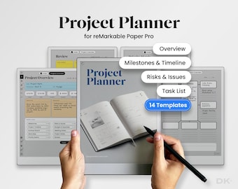 Project Planner for reMarkable Paper Pro Management Template Task Tracker Kanban Board Gantt Chart Business Organizer Productivity Digital