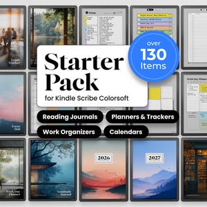 Modèle d'agenda pour Kindle Scribe Colorsoft Productivity Bundle Journal de lecture Calendrier Agenda hebdomadaire quotidien Brain Dump