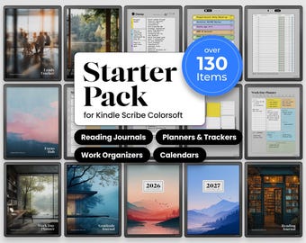 Planner Template for Kindle Scribe Colorsoft  Productivity Bundle Reading Journal Calendar Brain Dump Daily Weekly Organizer Digital Planner