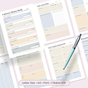 Vision Board Planer Seiten Vision Buch Plan Dankbarkeit Dream Board Manifestation Gesetz der Anziehung Ziel Achtsamkeit Journal Printable Planner