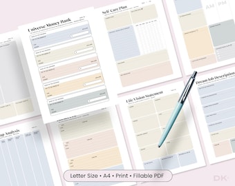 Vision Board Planner Pages Vision Book Plan Gratitude Dream Board Manifestation Law of Attraction Goal Mindfulness Journal Printable Planner