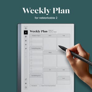 Tygodniowy planer dla Remarkable 2 Szablon Tygodniowy kalendarz Lista rzeczy do zrobienia Notatnik do planowania tygodnia Tygodniowy rejestr zadań Agenda dla rM2 Szablon eink