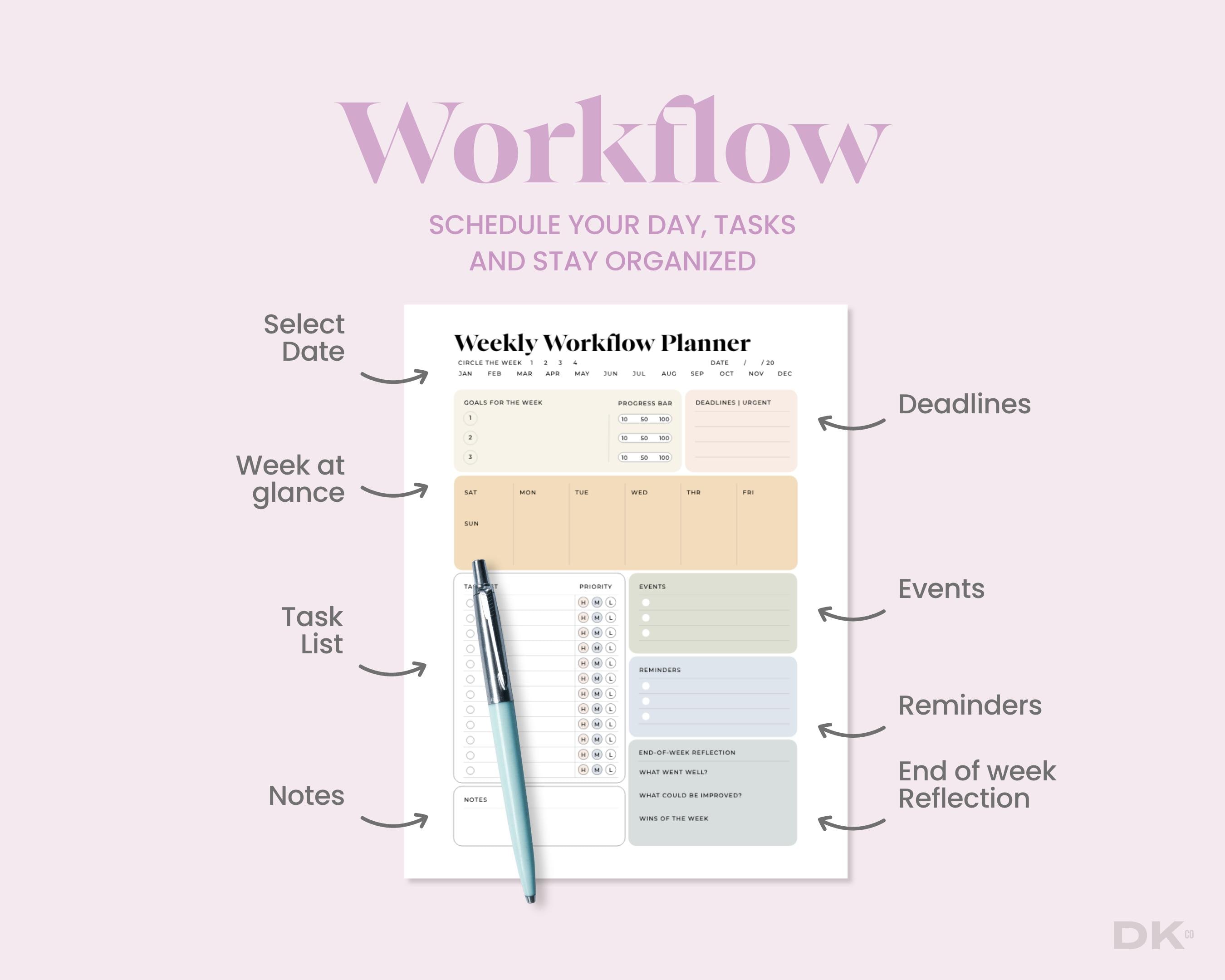 Editable Work Planner Printable Work Day Schedule Template Daily ...
