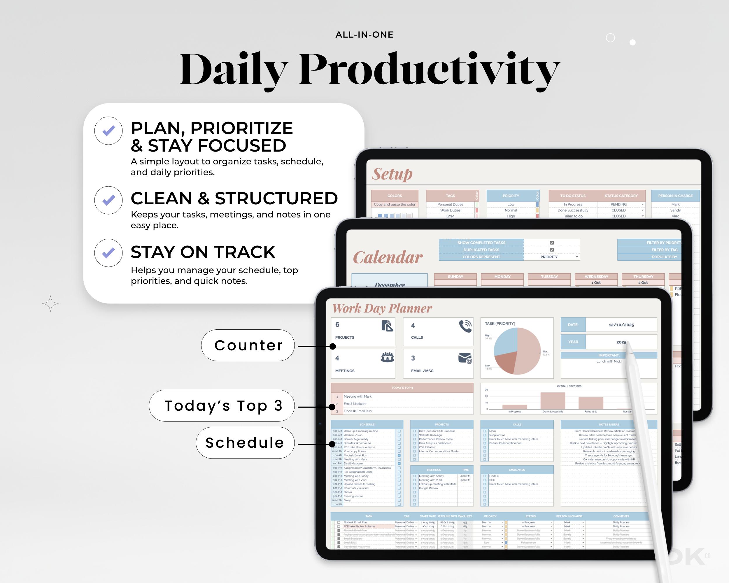 ADHD Daily Work Planner: Google Sheets Task Tracker (digital Organizer ...