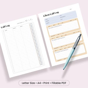 Modello di registro clienti stampabile, programma digitale, monitoraggio delle chiamate dei clienti, registro clienti, modello di chiamata telefonica, registro delle vendite delle chiamate giornaliere, cliente