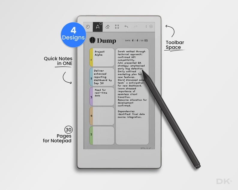 Brain Dump Template for reMarkable Move Brain Dump Digital Planner for reMarkable Paper Pro Move Checklist Template Organiser Task Tracker