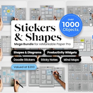 Stickers Bundle for reMarkable Paper Pro Template Stickers for reMarkable Pro Shapes Copy Paste Icon Visuals To Do reMarkable Notebook rmdoc