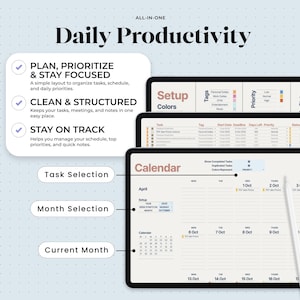 Smart Calendar Tab
Smart calendar view inside the task tracker template with filter options for priority, tags, and deadlines — ideal for small business owners who need a visual to-do list with deadline countdowns and automated completion tracking.