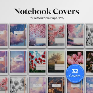 Pacchetto di copertine per quaderni per reMarkable Paper Pro PDF Copertina per quaderni per reMarkable Modello Planner Organizer Note Logbook Blocco note Righello largo
