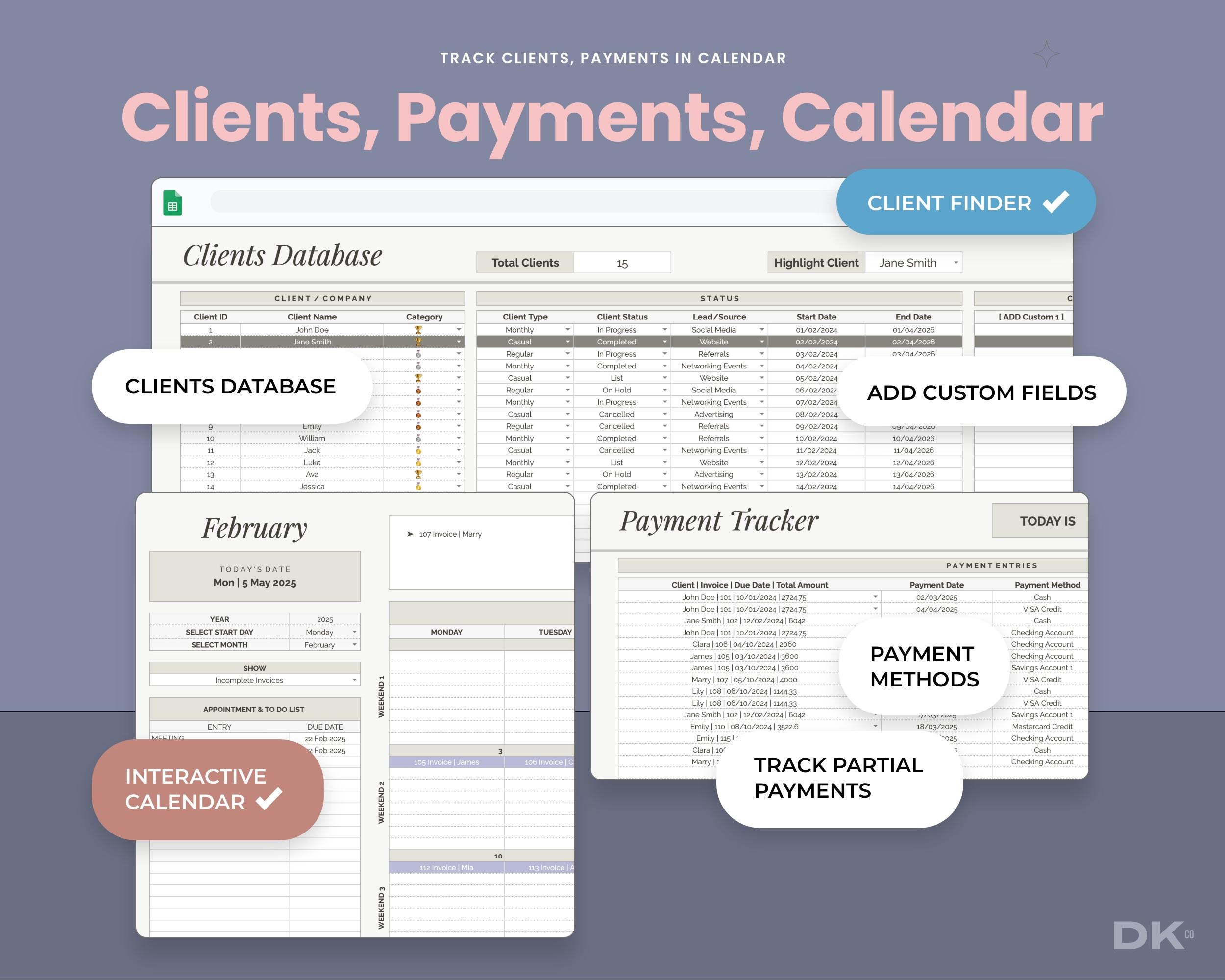 Invoice Tracker for Google Sheet Invoice Generator Tax Freelance ...