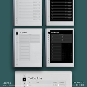 To Do List for reMarkable 2 and reMarkable Pure Template Simple Planner Daily Task List Digital Checklist Dark Mode Toolbar Wide Rule