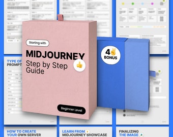 Midjourney Guidebook Prompt Guide eBook Midjourney AI Art Tutorial Midjourney How To AI Cheatsheet Beginner Digital Art Workbook Midjourney