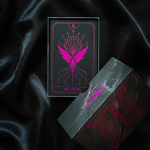 Baraja de Tarot Fortuna Obsidian Ocultismo / Cartas minimalistas Arcoíris rosa 78 cartas / Bordes rosados / Principiantes y expertos con guía