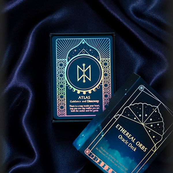 Deck Oracle d'orbes éthérés | Cartes de vœux minimalistes avec feuille arc-en-ciel | Jeu de tarots | Astrologie pour débutants et experts avec guide