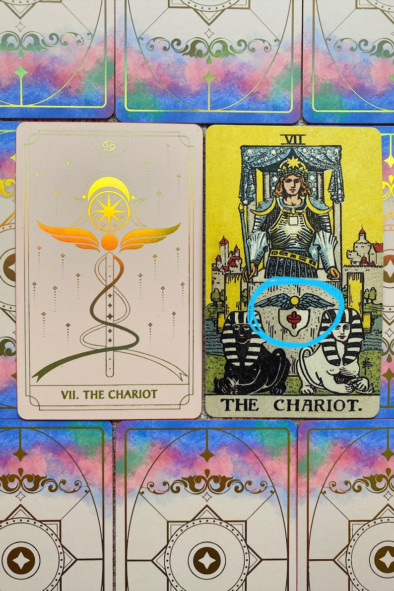LIMITED EDITION Fortuna Tarot Deck Opal Omen | Minimalistic Cards Rainbow Foil 78 Cards | Gold Foil | Beginners and Experts with GuideBook image 6