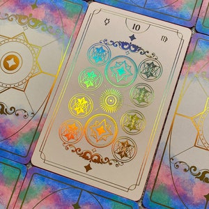LIMITED EDITION Fortuna Tarot Deck Opal Omen | Minimalistic Cards Rainbow Foil 78 Cards | Gold Foil | Beginners and Experts with GuideBook image 4