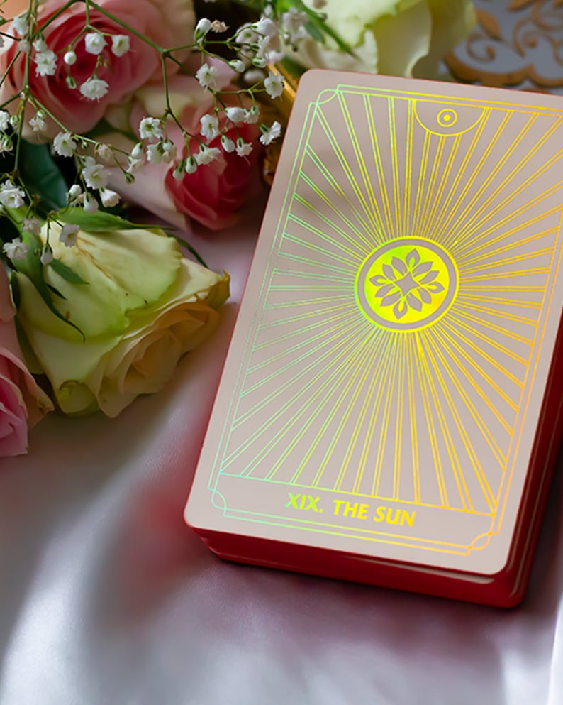 LIMITED EDITION Fortuna Tarot Deck Opal Omen | Minimalistic Cards Rainbow Foil 78 Cards | Gold Foil | Beginners and Experts with GuideBook image 10