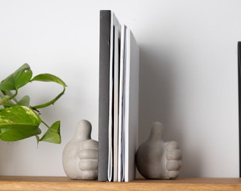 Bookends, Shelf Decor "Concrete Big Thumb" (set of two or one figurine). Cute bookends in boho style.