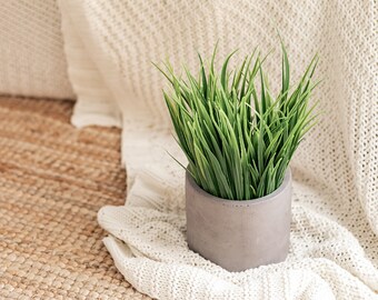 Pot de fleurs en béton en forme de cylindre - Design décoratif pour plantes d'intérieur - Jardinière ronde en ciment pour un intérieur minimaliste