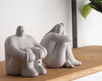 Bookends, bookshelf decor "Concrete people" (man or woman figure). Modern, designer bookends in the style of minimalism.