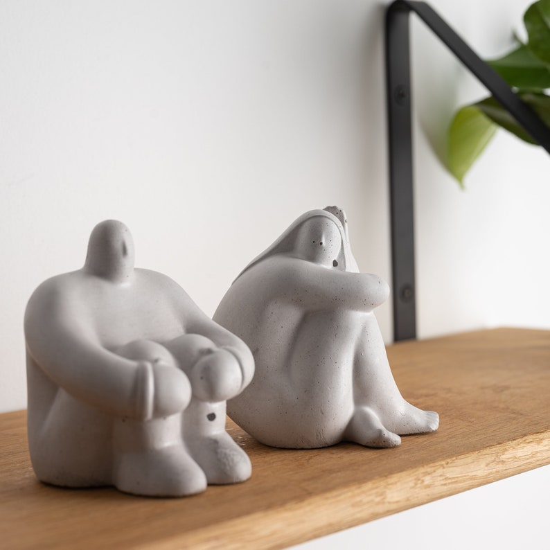 Bookends, bookshelf decor Concrete people man or woman figure. Modern, designer bookends in the style of minimalism. image 1