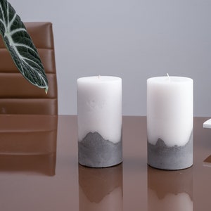 Soy Wax Candle, Handmade Classic Concrete and Wax Candle, Concrete candle, Cement Pillar Candle image 8