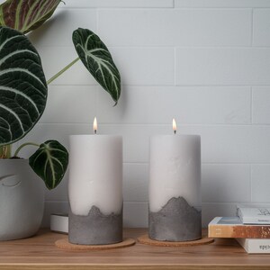 Soy Wax Candle, Handmade Classic Concrete and Wax Candle, Concrete candle, Cement Pillar Candle image 2