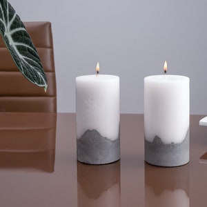 Soy Wax Candle, Handmade Classic Concrete and Wax Candle, Concrete candle, Cement Pillar Candle image 6