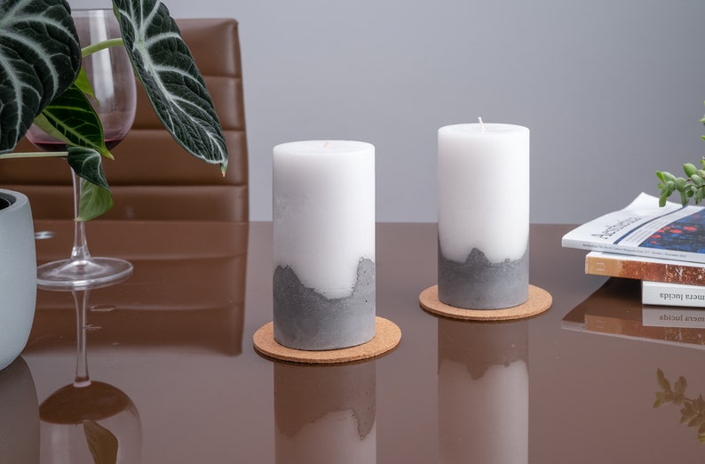 Soy Wax Candle, Handmade Classic Concrete and Wax Candle, Concrete candle, Cement Pillar Candle image 9