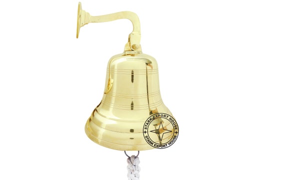 6 Inch Diameter Engravable Antiqued Brass Ridged Wall Bell