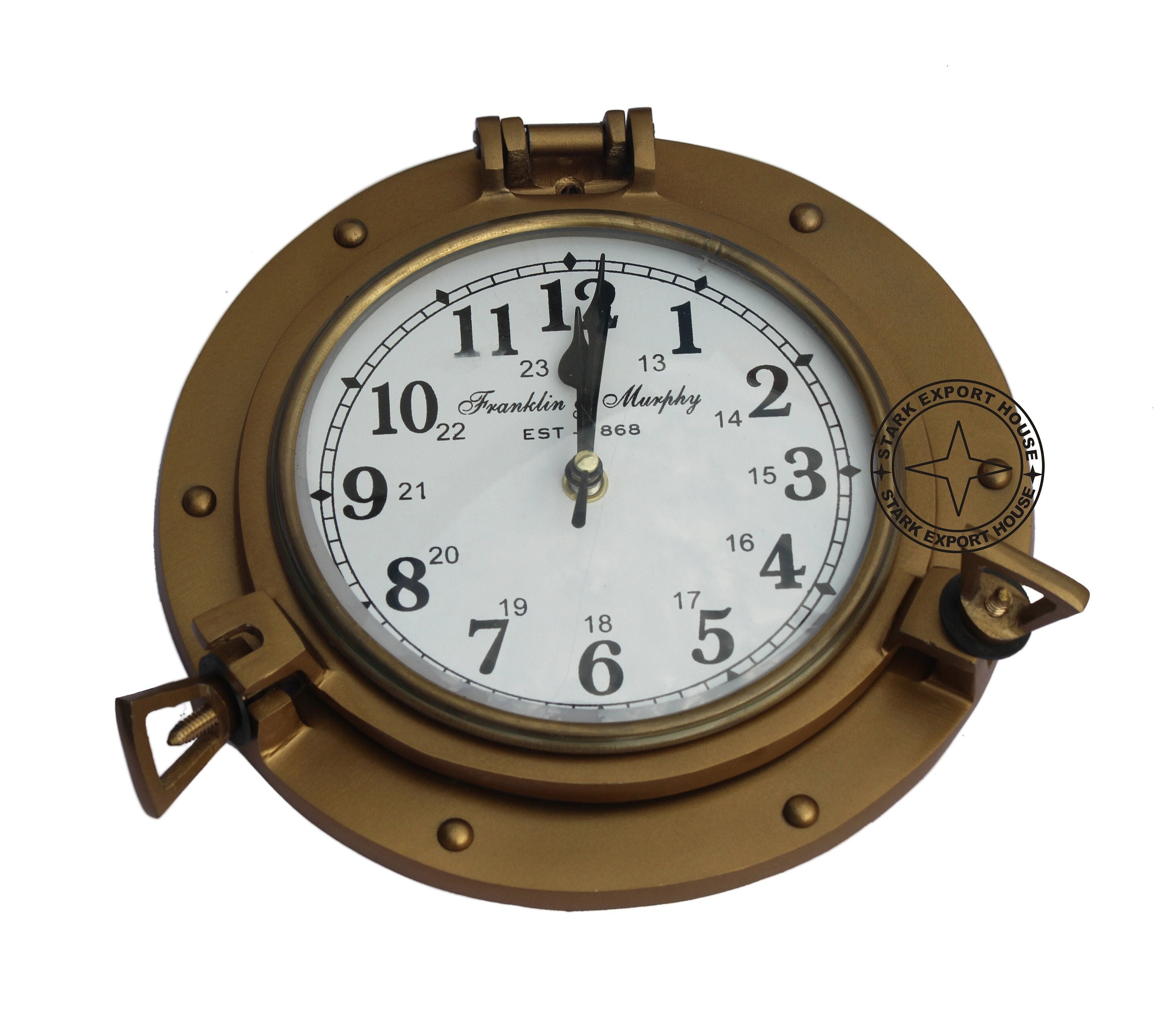 Antique Nautical Navigation Marine Ship Brass Porthole Clock Brass