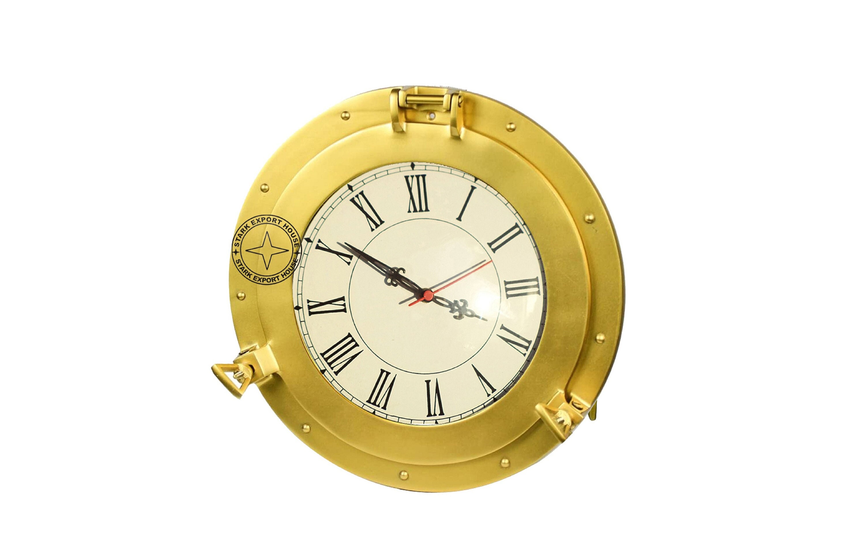 Antique Nautical Navigation Marine Ship Brass Porthole Clock Solid