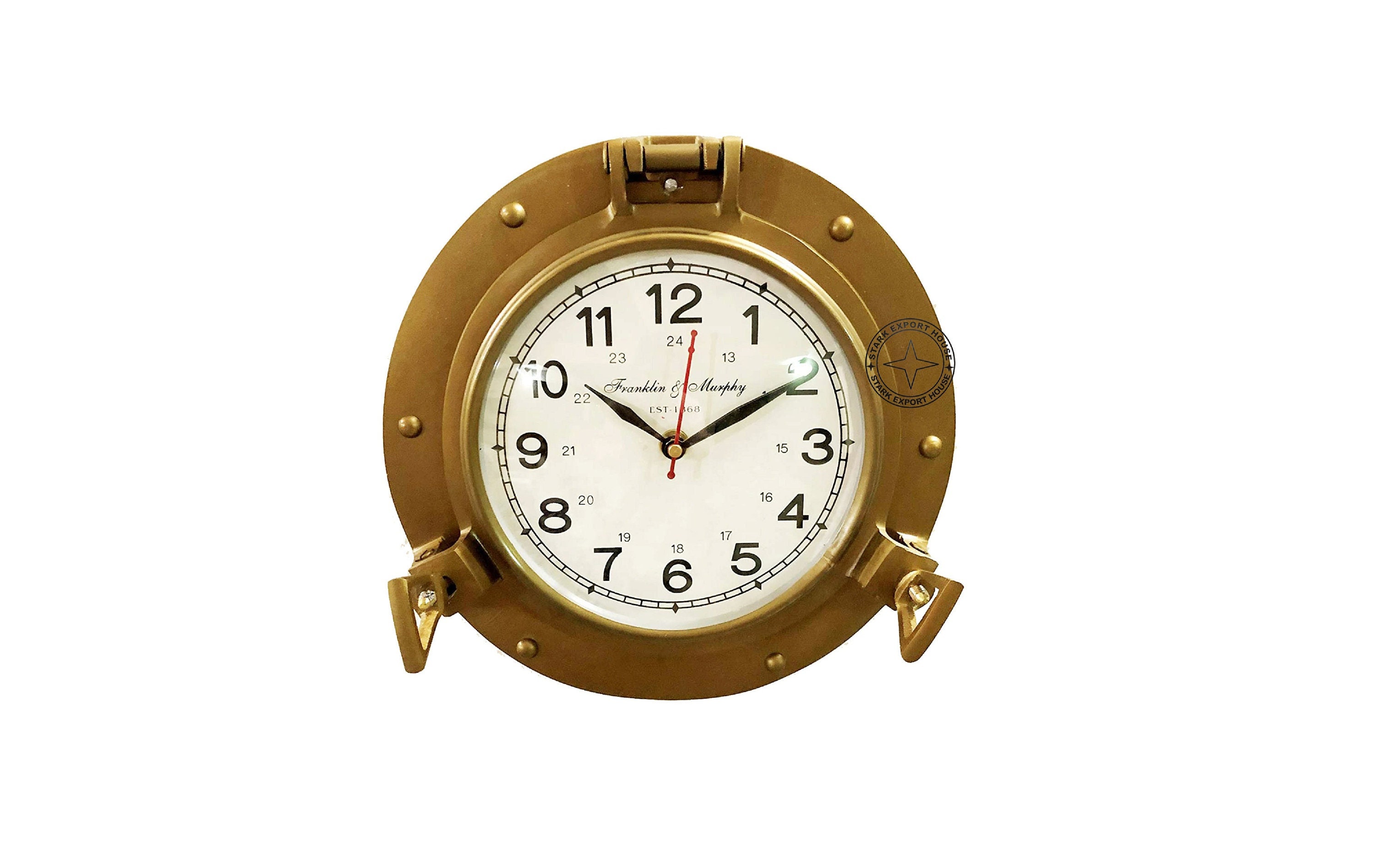 Antique Nautical Navigation Marine Ship Brass Porthole Clock 9 Inch Home  Office Kitchen Room Bedroom Best for Gift F E E 