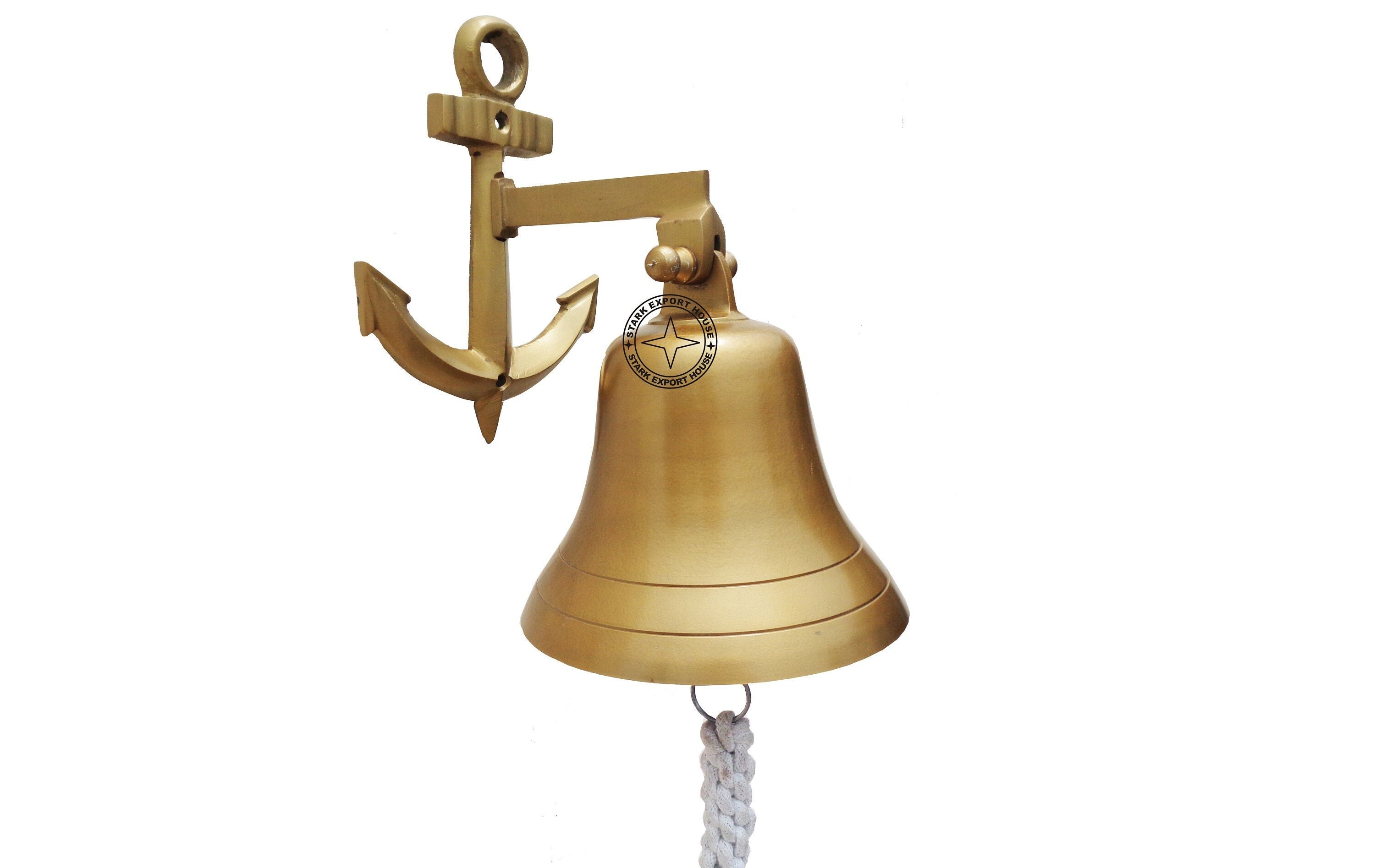 6 Inch Diameter Engravable Antiqued Brass Ridged Wall Bell