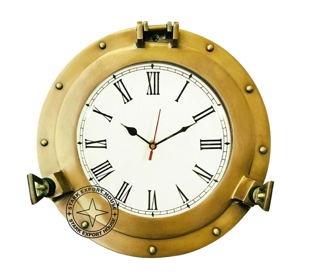 Antique Nautical Navigation Marine Ship Brass Porthole Clock Solid