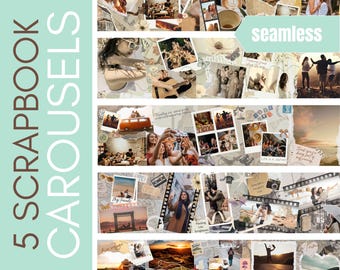 Seamless Travel Scrapbook Carousel Templates for Canva (Digital Download)