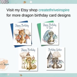 Cute Dragon Birthday Card | Kids Printable Card (PDF & JPEG) - Etsy