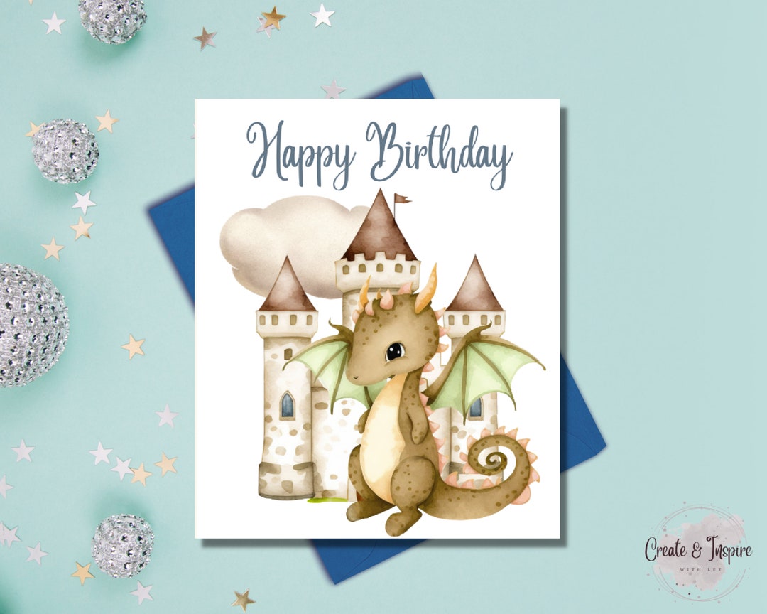Birthday Card With Dragon Theme| Printable Birthday Card| Digital ...