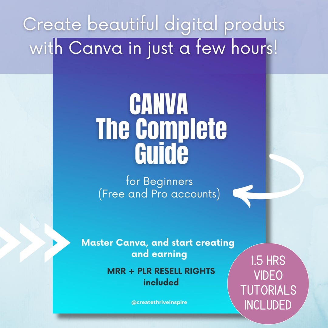Canva Guide for Beginners, Digital Product Design, MRR PLR Resell ...