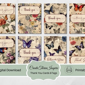 Thank You Card Thank You Gift Thank You Cards Set Butterfly Cards Thank You Customers Thank You Birthday Thank You Printable Colorful Cards