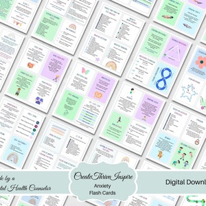 Tarjetas de estrategias de afrontamiento para aliviar la ansiedad Recursos para padres Herramientas de terapia Ayuda para la ansiedad Técnicas para la ansiedad infantil Tarjetas de referencia para orientación escolar