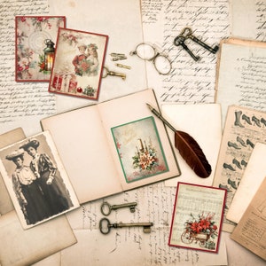 Junk Journal Ephemera Weihnachten Vintage Xmas Notizen Weihnachten Tags Printable Weihnachtskarten Antique Note Cards Vintage Cards Journal Cards
